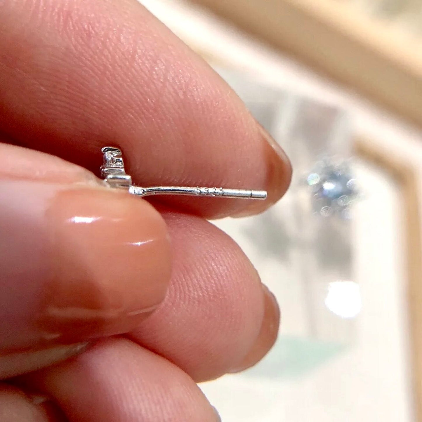 Minou - Snowflake Blue Bridal Stud Earrings