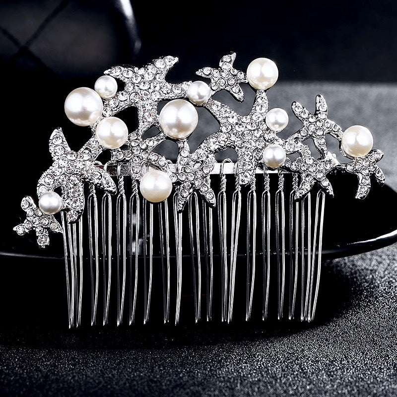 "Marbella" - Pearl and Crystal Sea Star Bridal Hair Comb