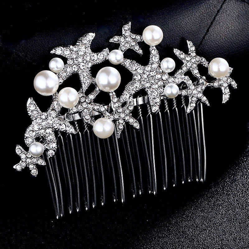 "Marbella" - Pearl and Crystal Sea Star Bridal Hair Comb