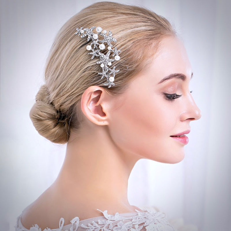 "Marbella" - Pearl and Crystal Sea Star Bridal Hair Comb