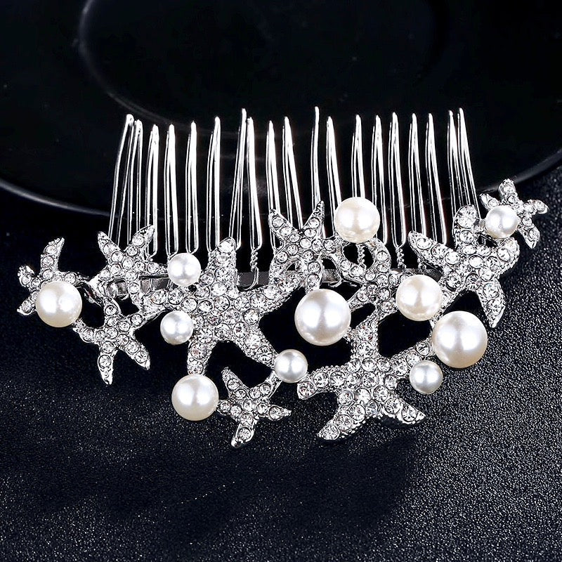 "Marbella" - Pearl and Crystal Sea Star Bridal Hair Comb