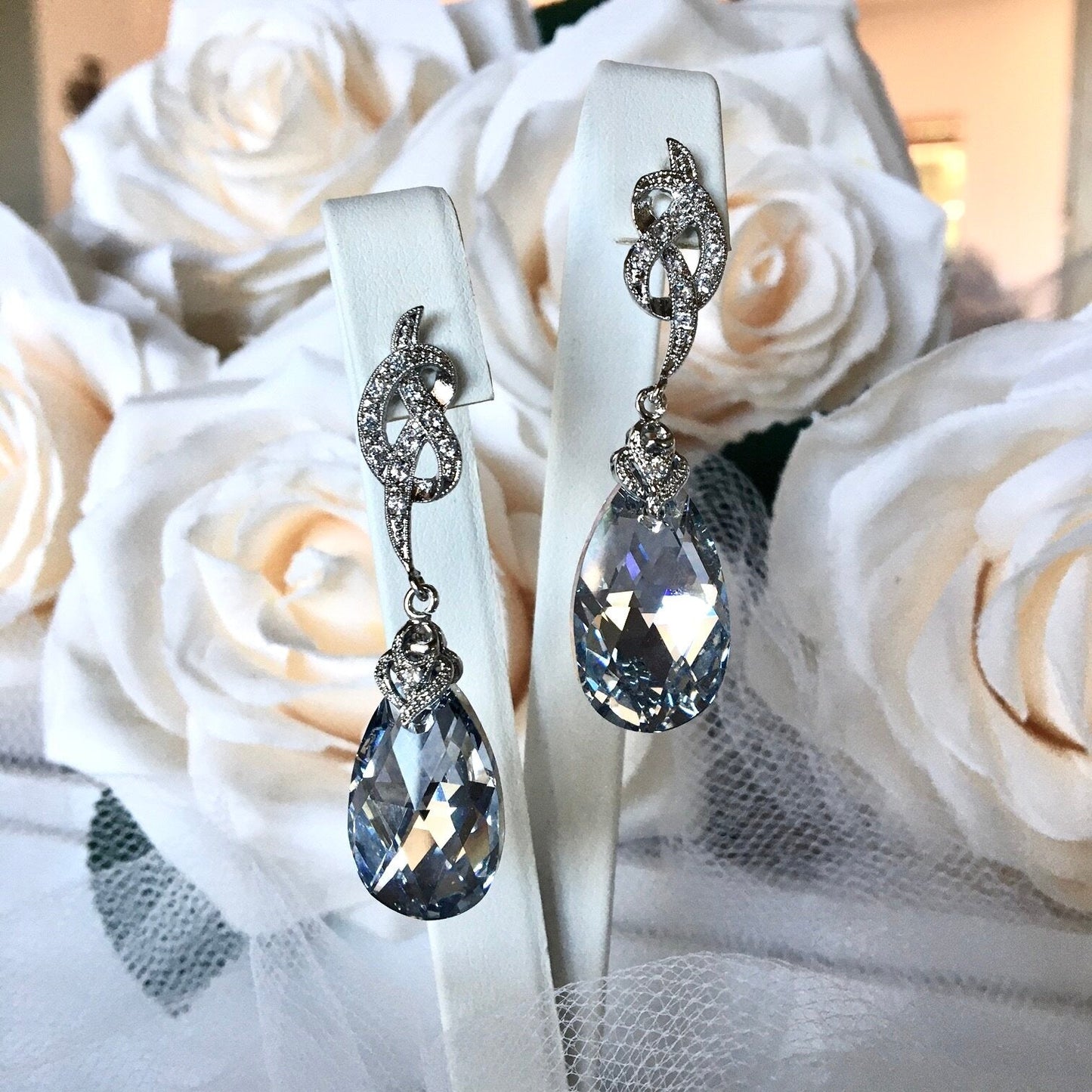The Knot - Swarovski Crystal Bridal Earrings
