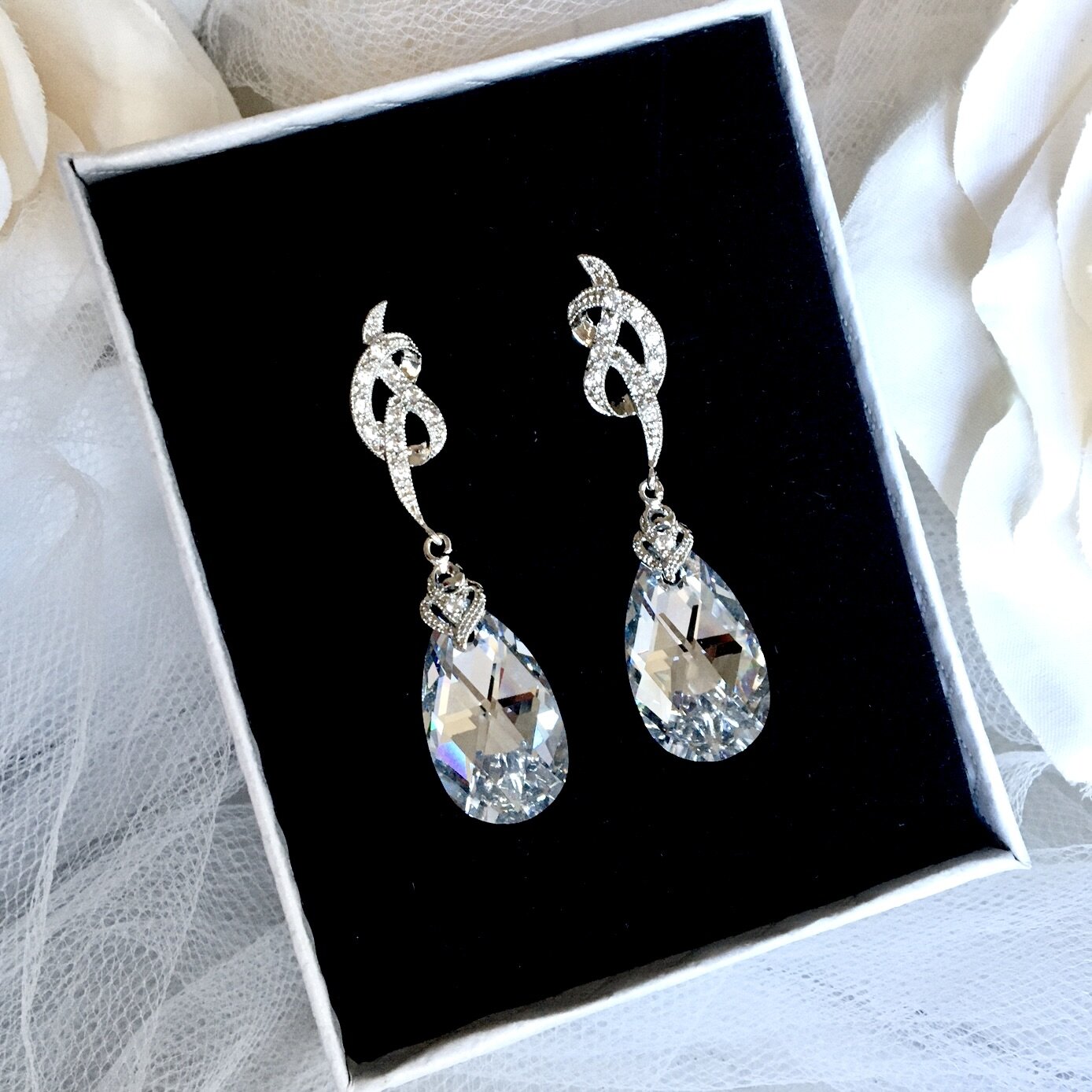 The Knot - Swarovski Crystal Bridal Earrings