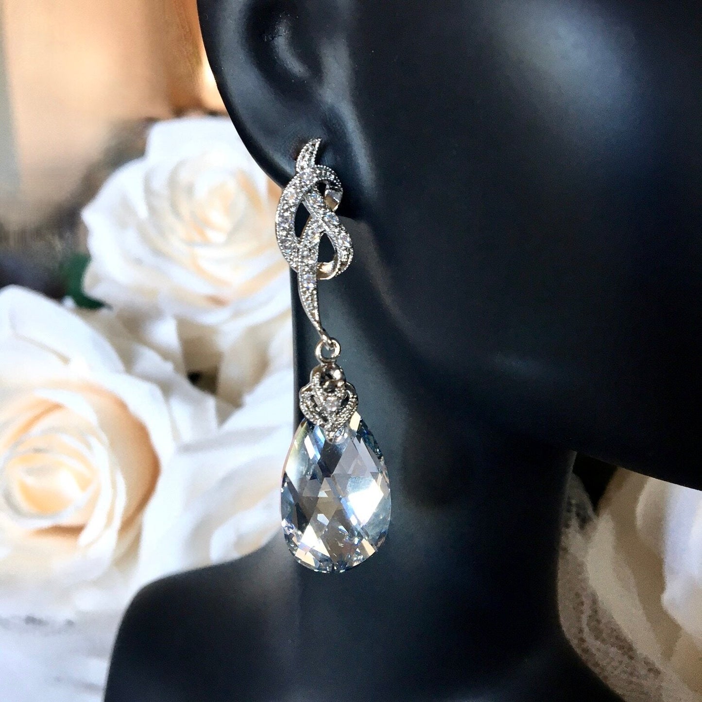 The Knot - Swarovski Crystal Bridal Earrings