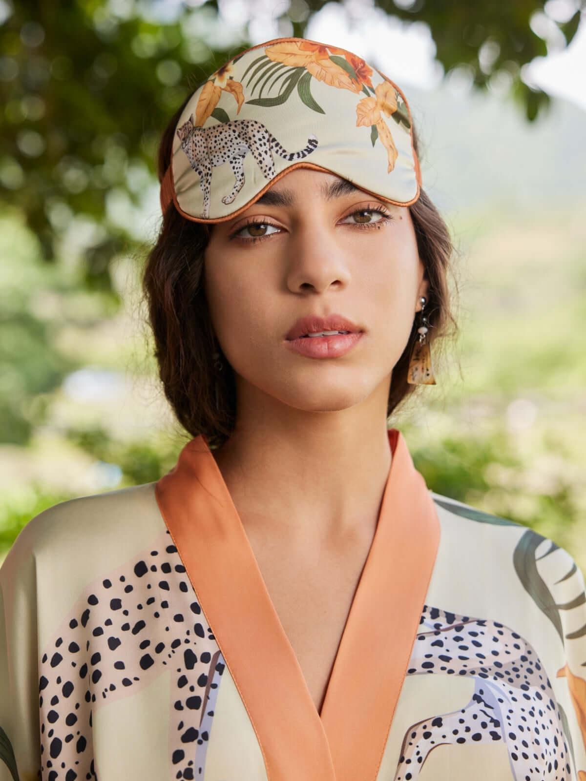Orange Leopard Charmeuse Asian Inspired Sleep Mask
