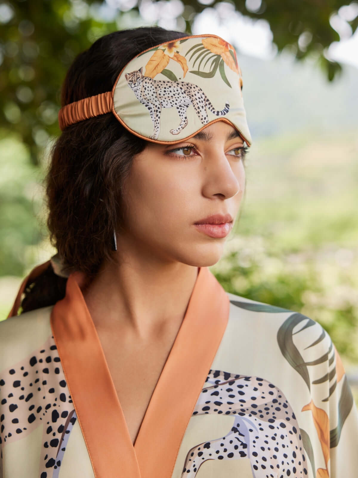 Orange Leopard Charmeuse Asian Inspired Sleep Mask