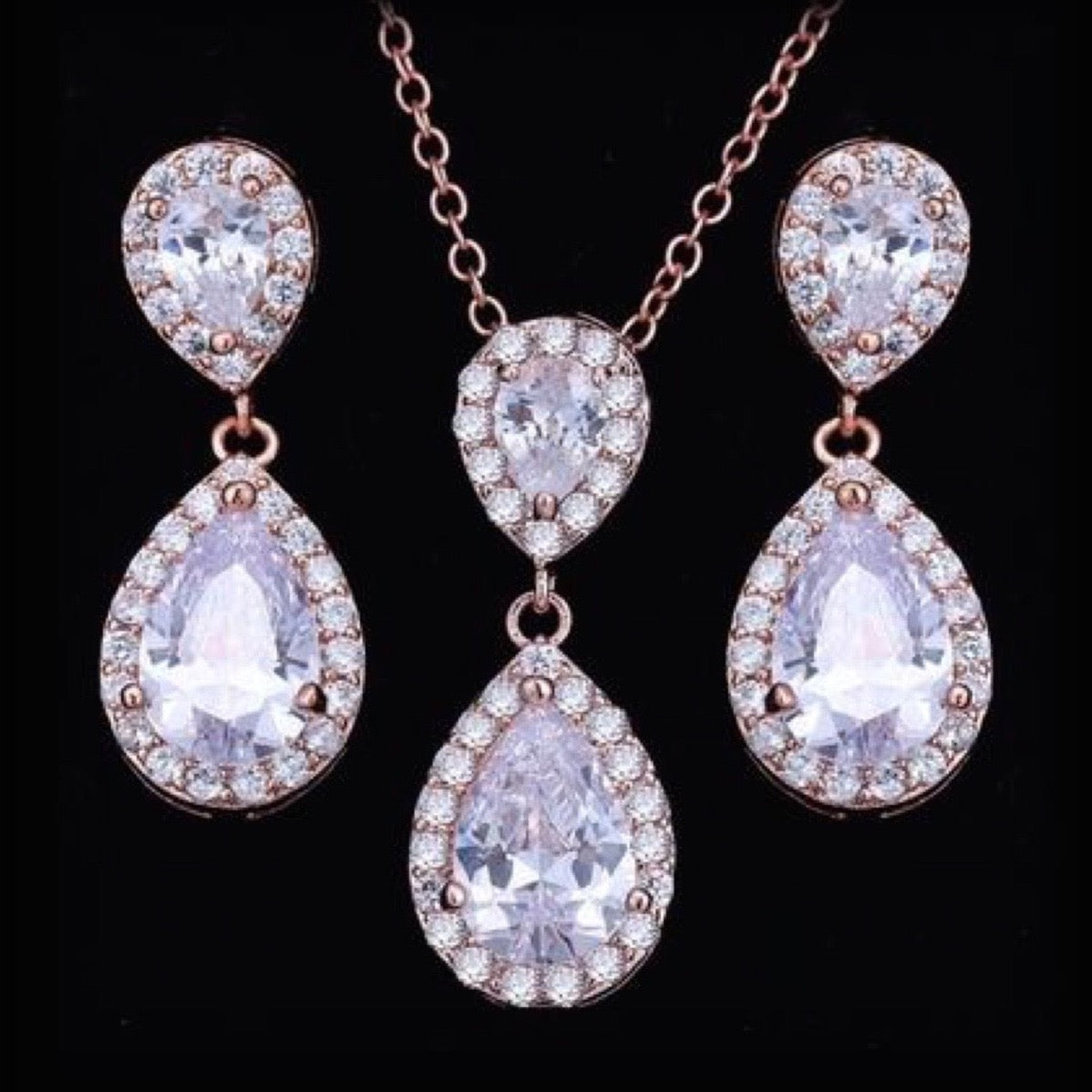 Renee - Cubic Zirconia Bridal Jewelry Set - Available in Silver, Rose Gold and Yellow Gold