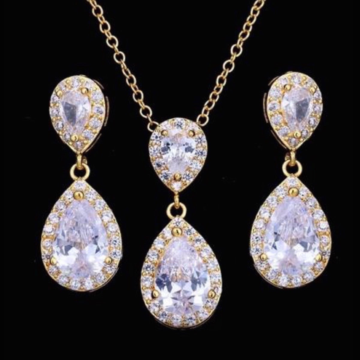 Renee - Cubic Zirconia Bridal Jewelry Set - Available in Silver, Rose Gold and Yellow Gold