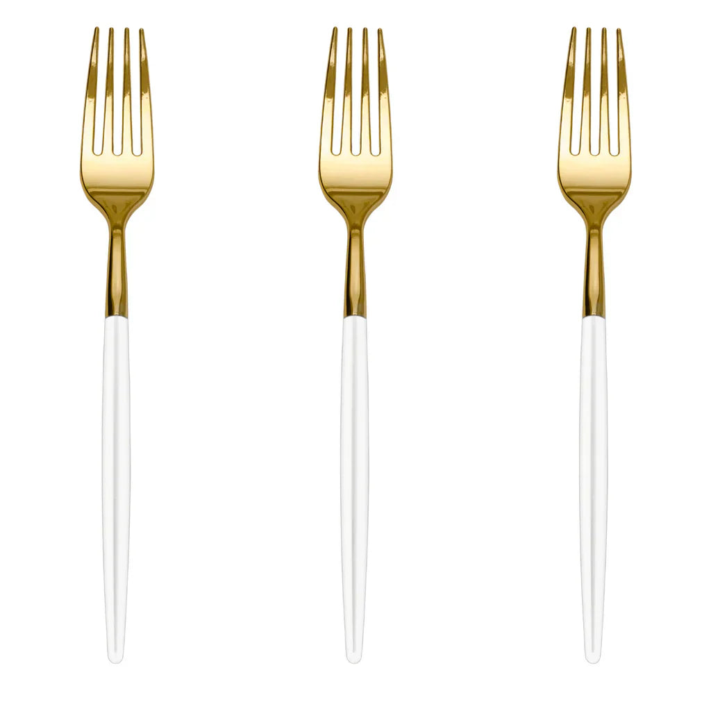 Trendables Forks White/Gold | 120 Count