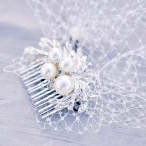Nancy - Bridal Birdcage Veil - Available in White and Ivory