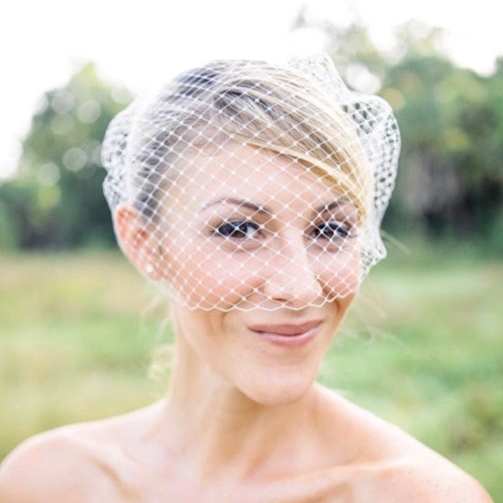 Nancy - Bridal Birdcage Veil - Available in White and Ivory
