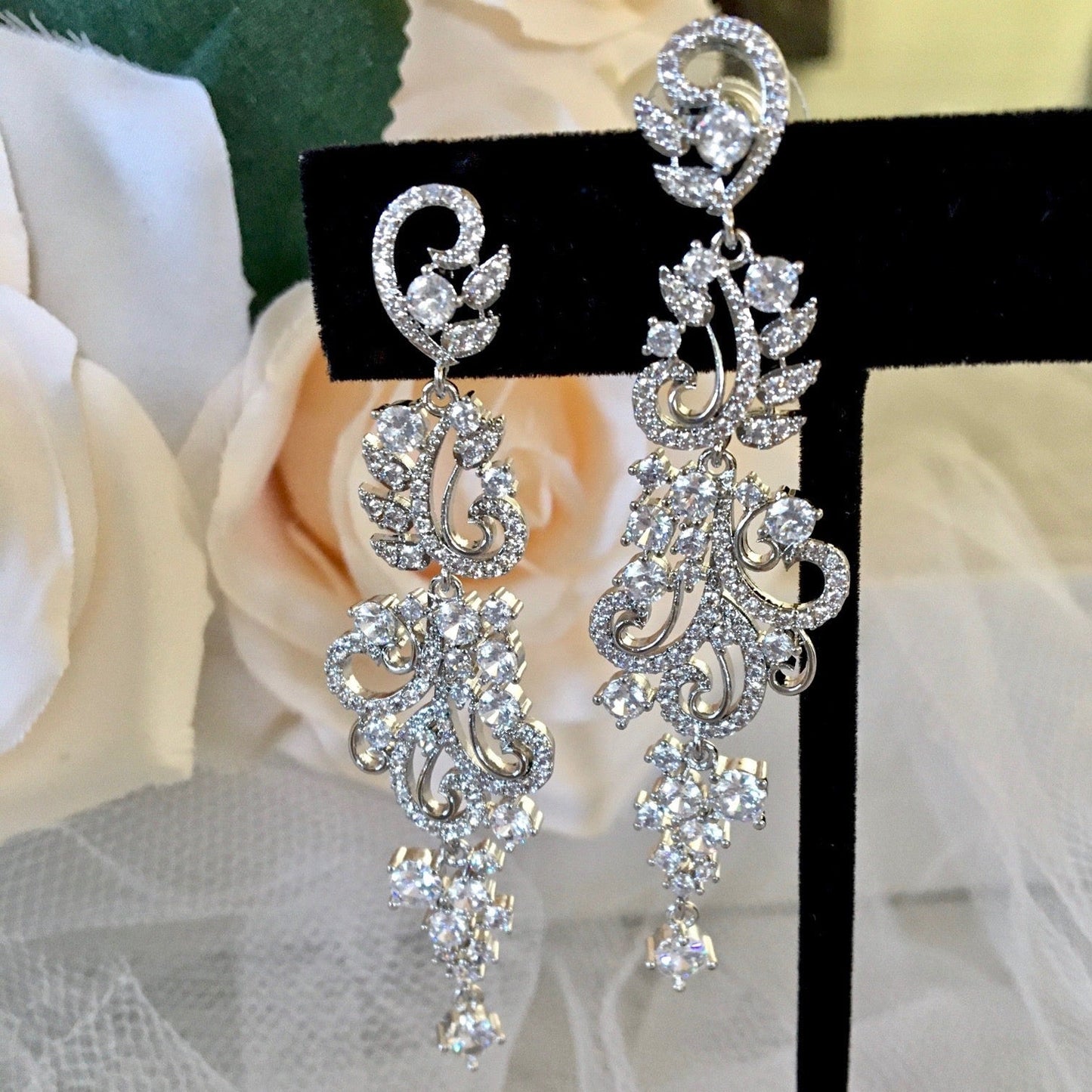Kamea - Silver Cubic Zirconia Bridal Earrings