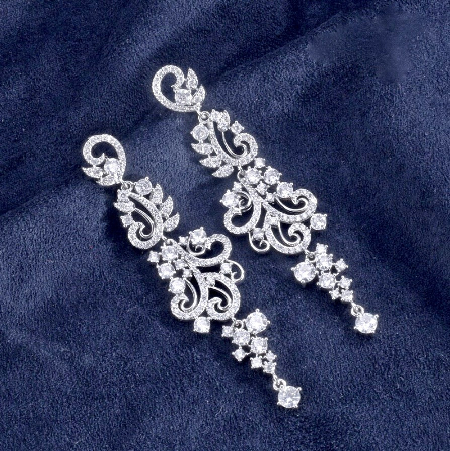 Kamea - Silver Cubic Zirconia Bridal Earrings