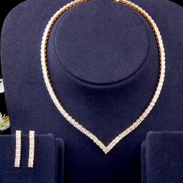 Allana - Cubic Zirconia Bridal Three-Piece Jewelry Set - Available in Silver and Gold