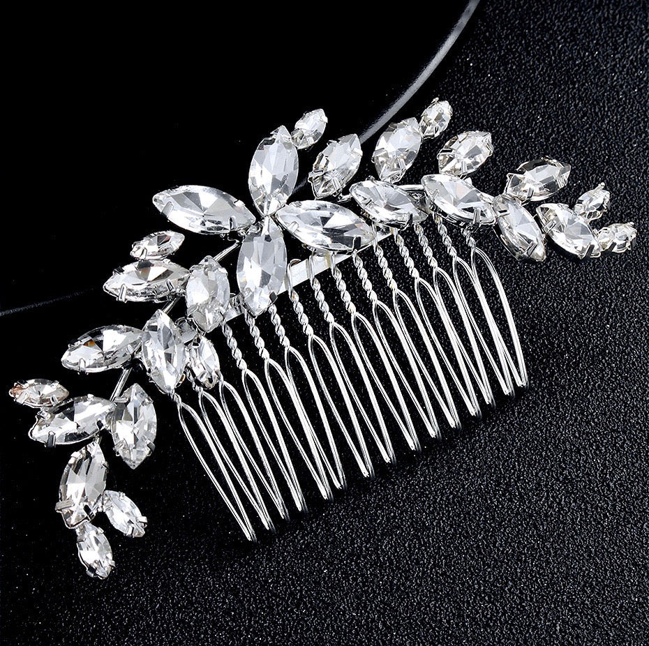 Amina - Silver Austrian Crystal Bridal Hair Comb