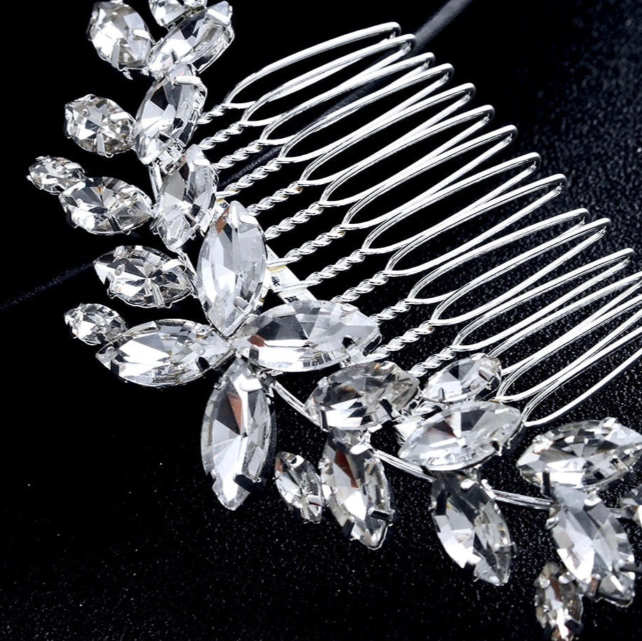 Amina - Silver Austrian Crystal Bridal Hair Comb