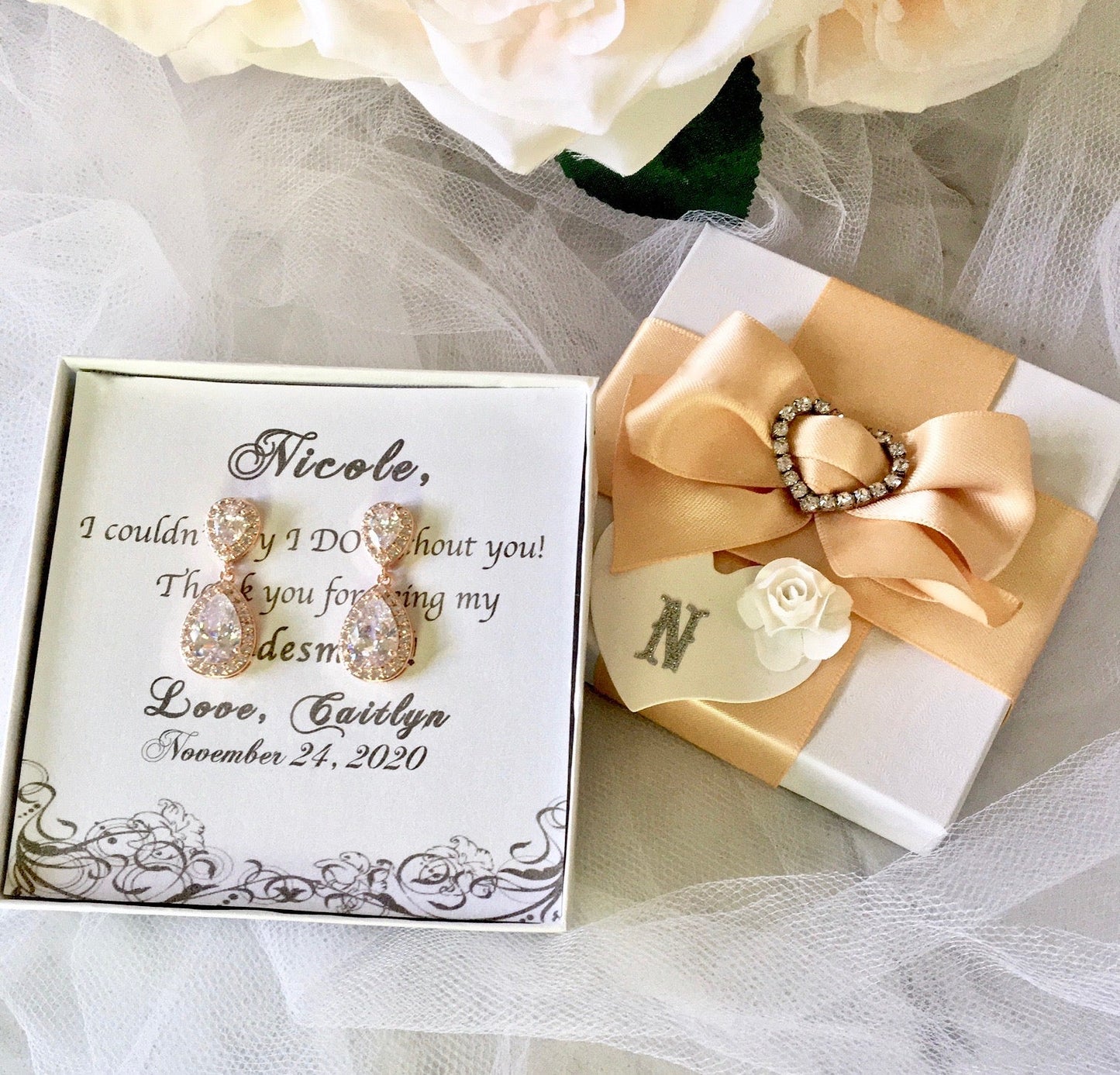 Eniko - Cubic Zirconia Bridal Earrings - Available in Silver, Rose Gold and Yellow Gold