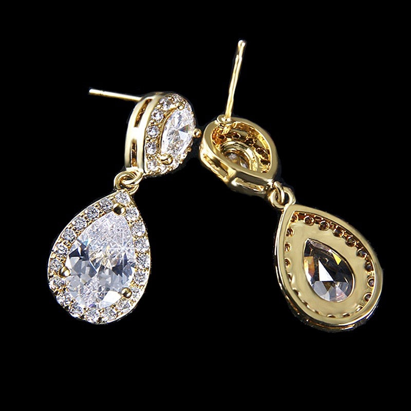 Eniko - Cubic Zirconia Bridal Earrings - Available in Silver, Rose Gold and Yellow Gold