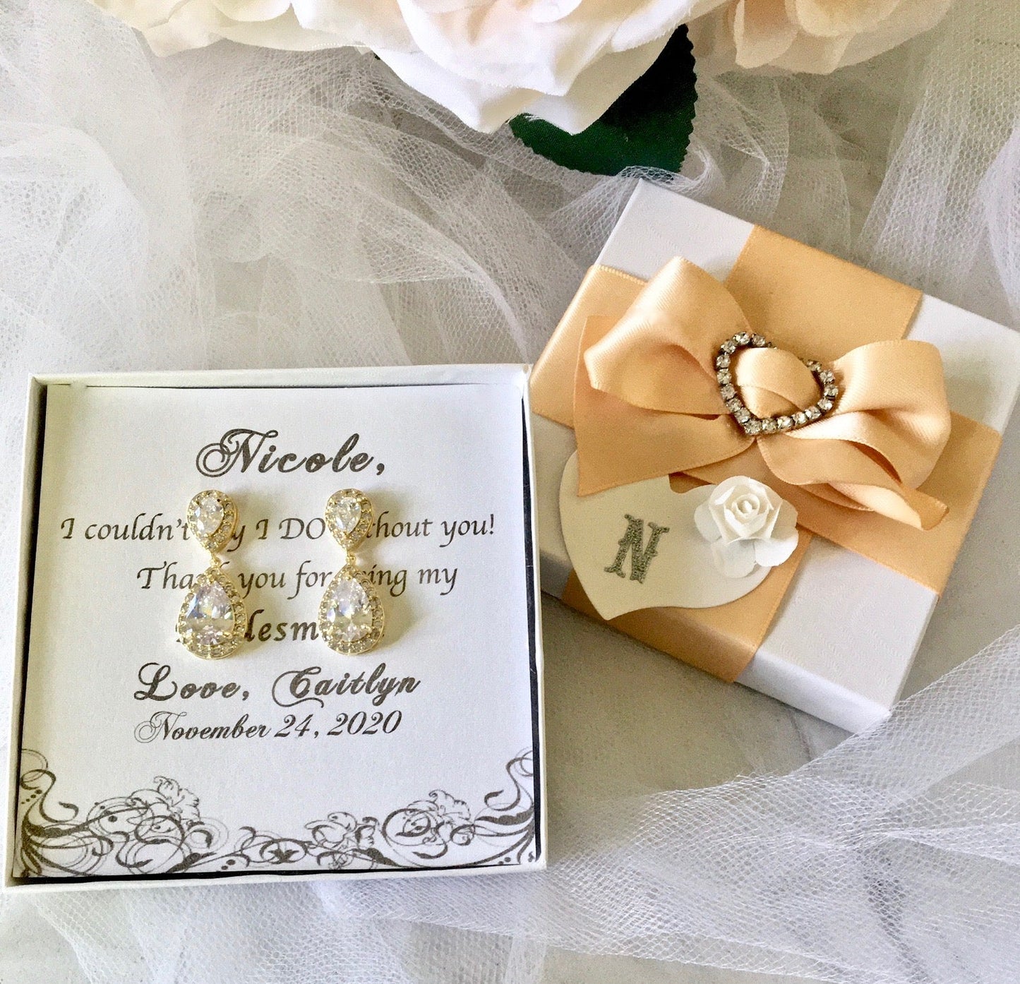 Eniko - Cubic Zirconia Bridal Earrings - Available in Silver, Rose Gold and Yellow Gold