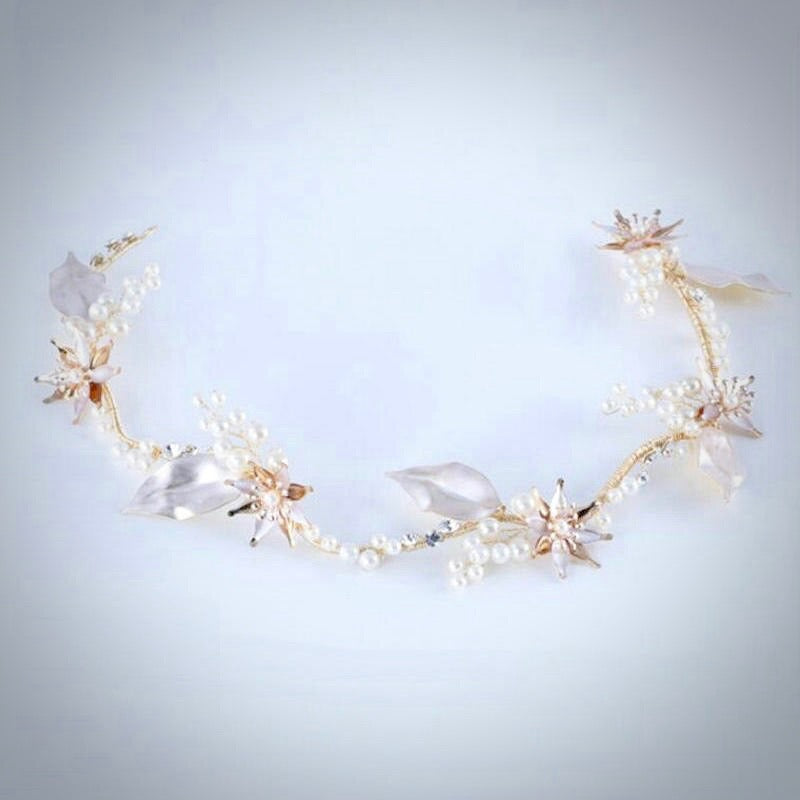 Kala - Gold Pearl and Crystal Bridal Headband