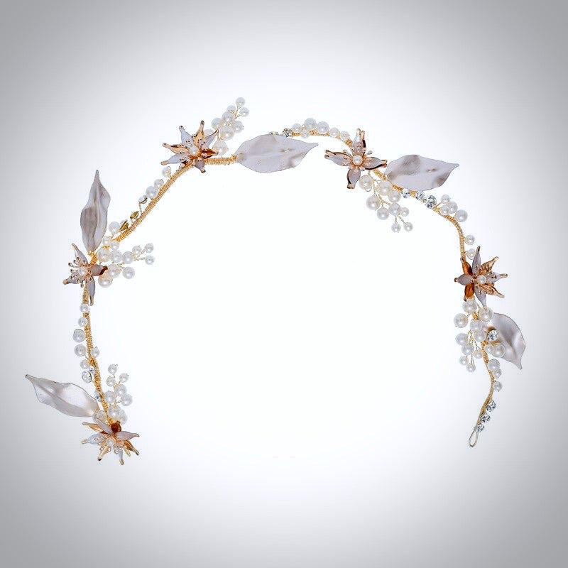 Kala - Gold Pearl and Crystal Bridal Headband