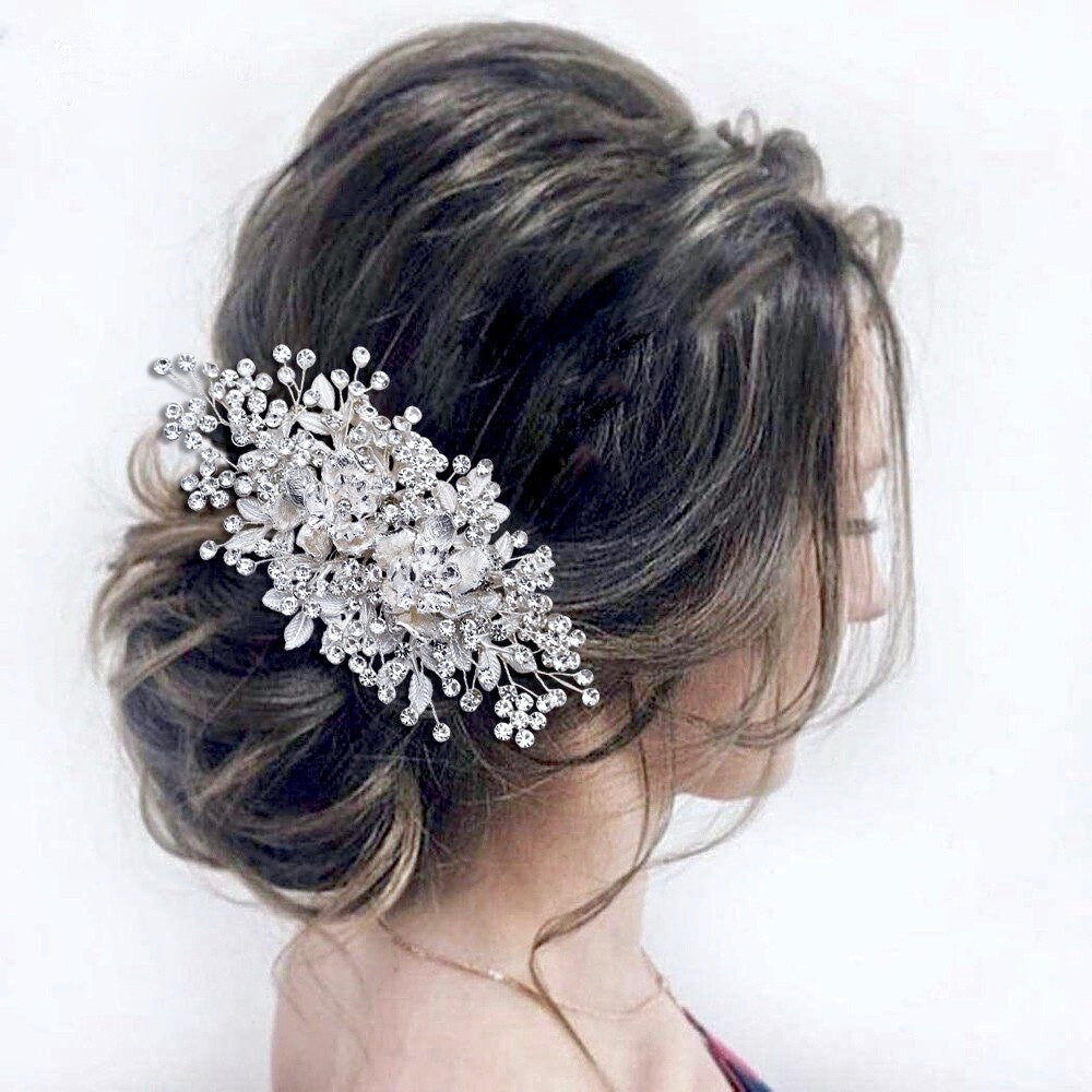 Ines - Silver Crystal Bridal Hair Comb