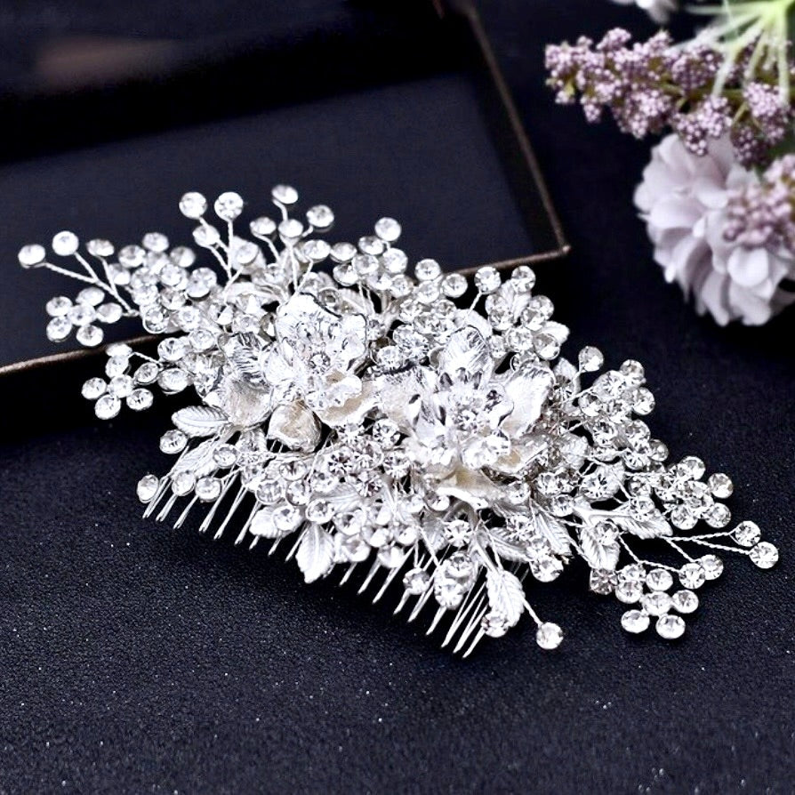 Ines - Silver Crystal Bridal Hair Comb