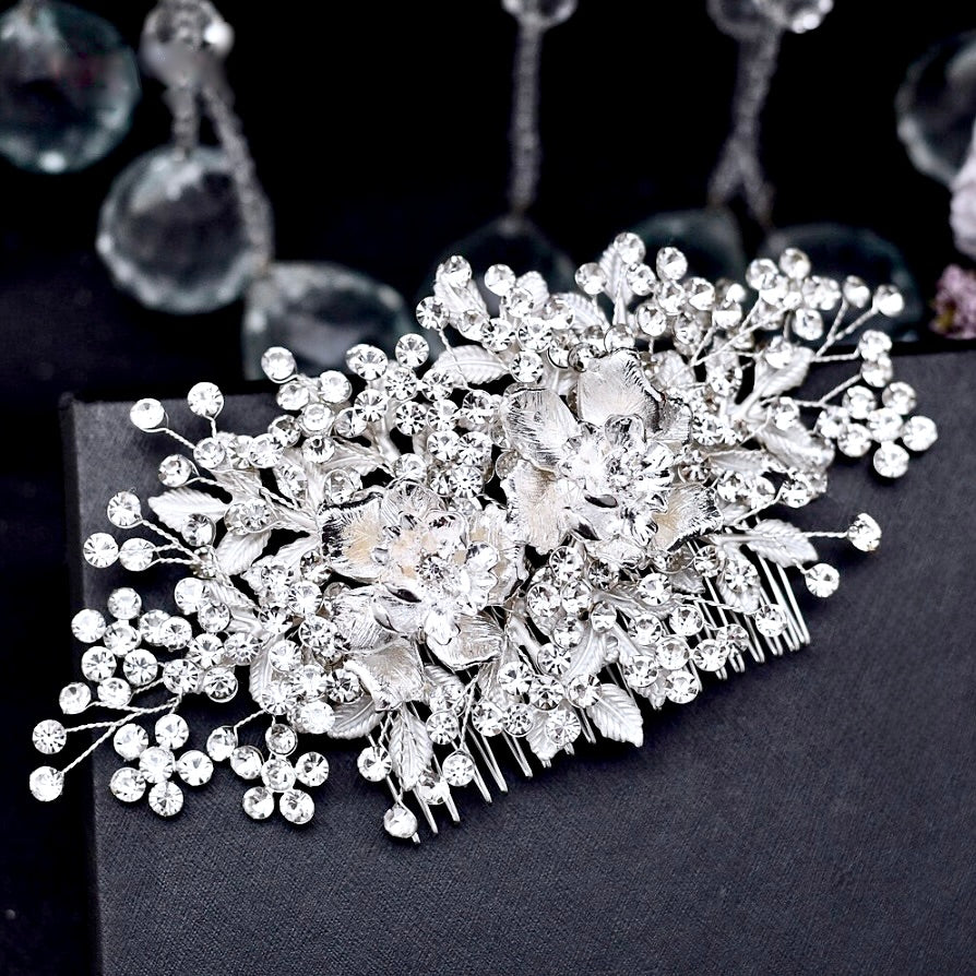 Ines - Silver Crystal Bridal Hair Comb