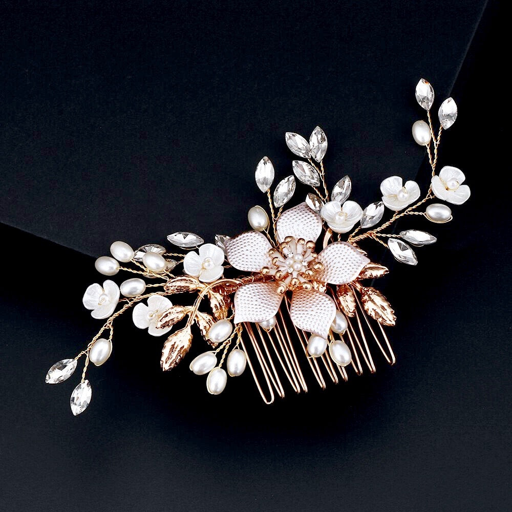 "Mimi" - Gold Pearl Bridal Hair Comb