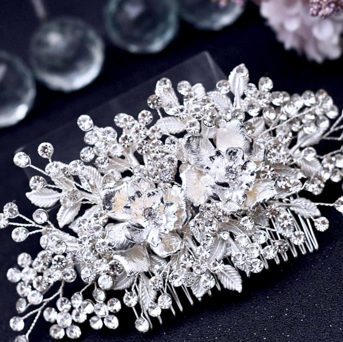 Ines - Silver Crystal Bridal Hair Comb