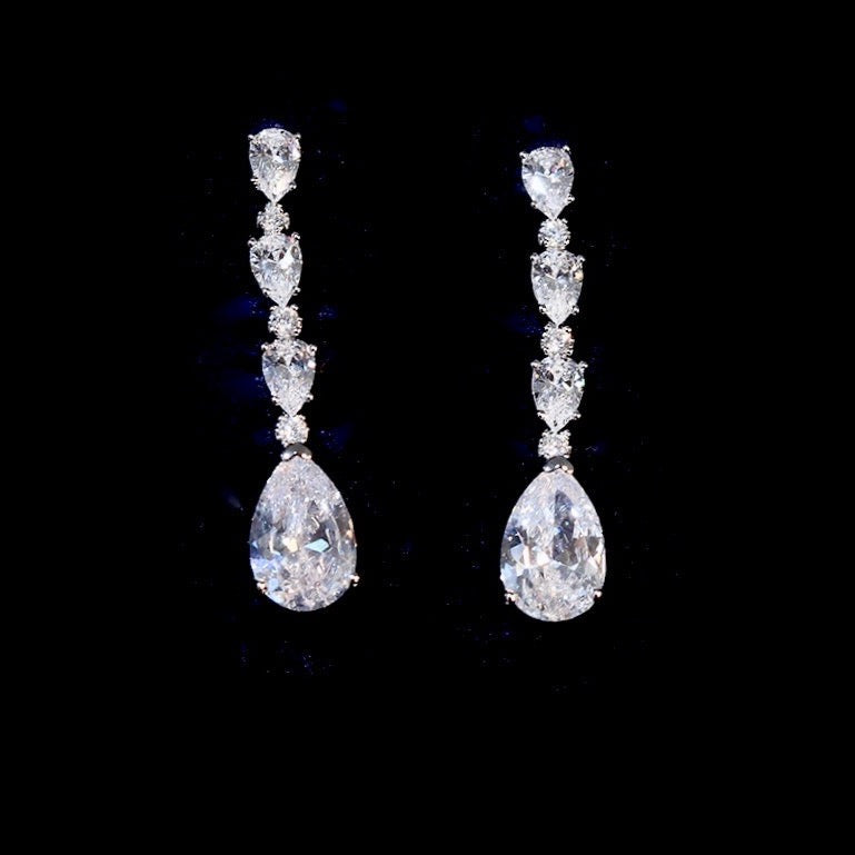 Marion - Silver Cubic Zirconia Bridal Three-Piece Jewelry Set