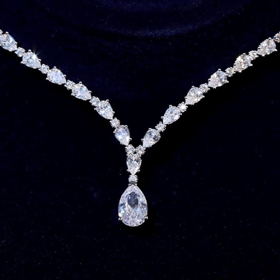 Marion - Silver Cubic Zirconia Bridal Three-Piece Jewelry Set