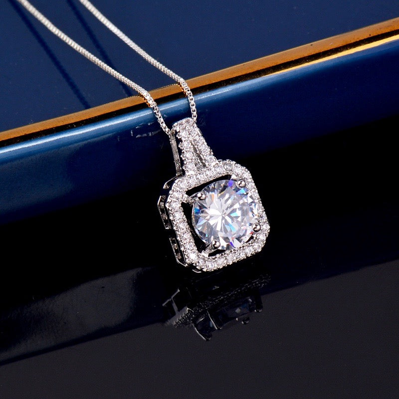 Gio - Sterling Silver CZ Bridal Necklace and Earrings Set