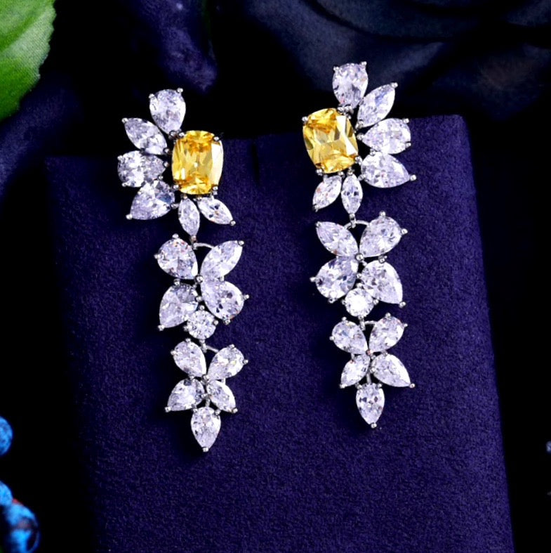 Jayla - Yellow Cubic Zirconia Bridal Earrings