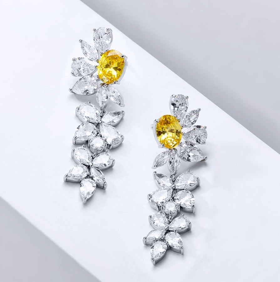 Jayla - Yellow Cubic Zirconia Bridal Earrings