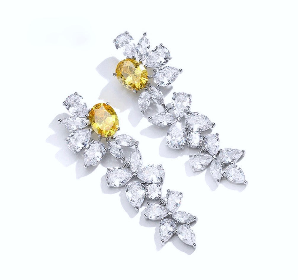 Jayla - Yellow Cubic Zirconia Bridal Earrings