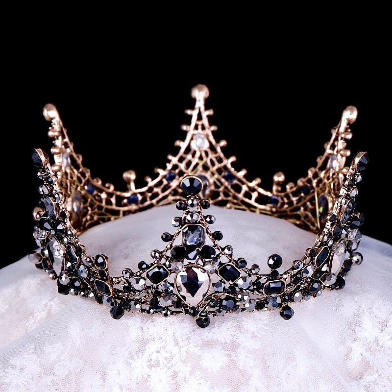"Kianne" - Victorian Gothic Black Bridal Crown Tiara