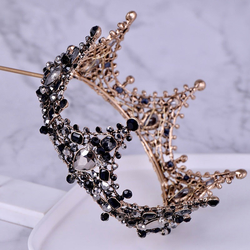 "Kianne" - Victorian Gothic Black Bridal Crown Tiara