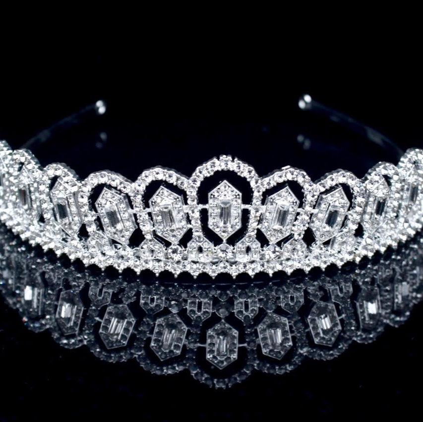Violetta - Silver Cubic Zirconia Bridal Tiara