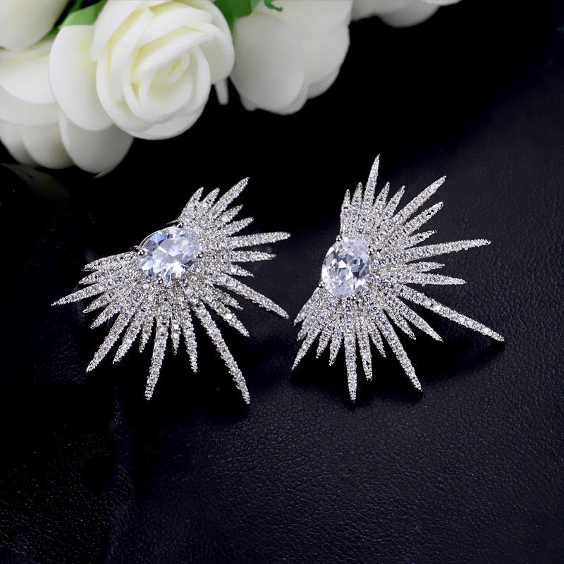 "Rae" - Silver Cubic Zirconia Bridal Earrings