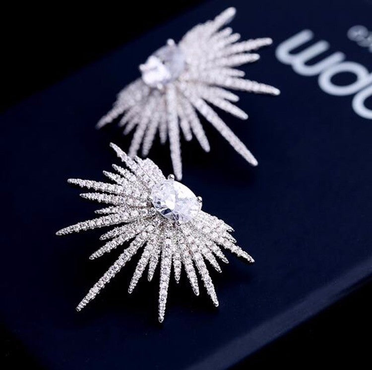 "Rae" - Silver Cubic Zirconia Bridal Earrings