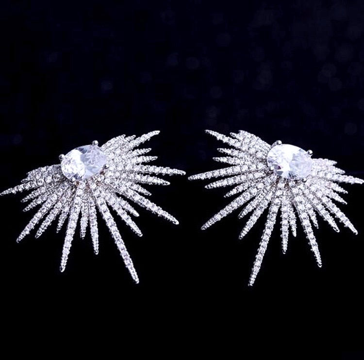 "Rae" - Silver Cubic Zirconia Bridal Earrings