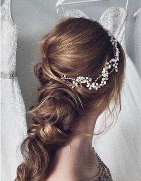 "Karen" - Silver Pearl and Crystal Bridal Headband