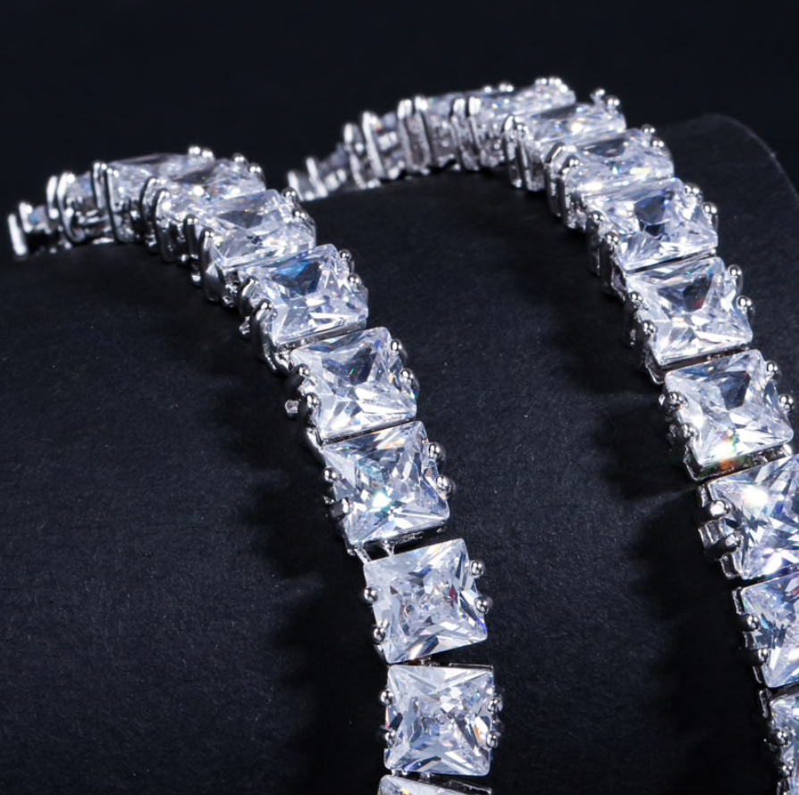 Tasha - Silver Cubic Zirconia Bridal Three-Piece Jewelry Set