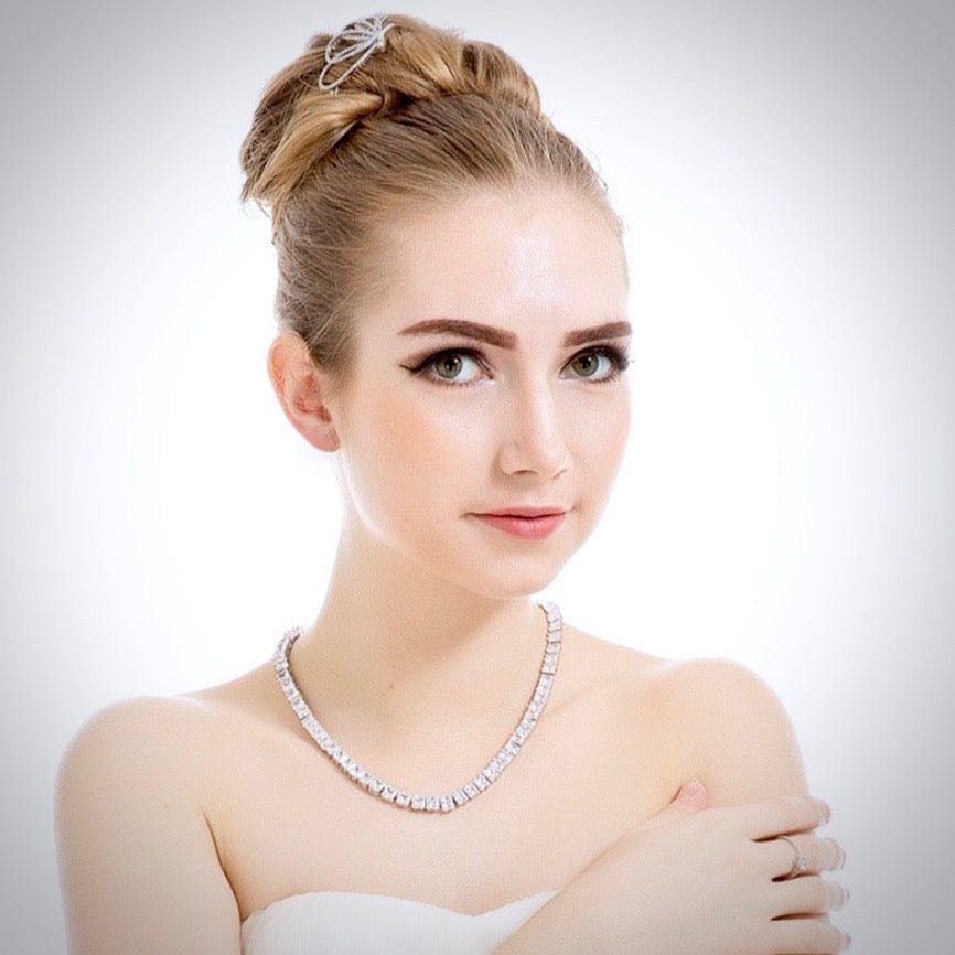 Tasha - Silver Cubic Zirconia Bridal Three-Piece Jewelry Set