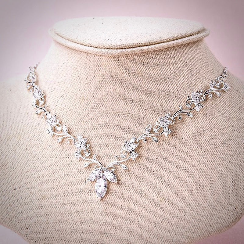 Candice - Silver Cubic Zirconia Bridal 3-Piece Jewelry Set With Tiara