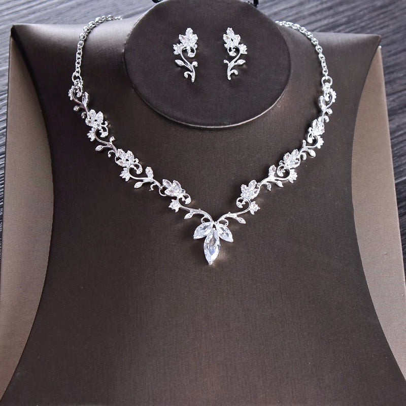 Candice - Silver Cubic Zirconia Bridal 3-Piece Jewelry Set With Tiara