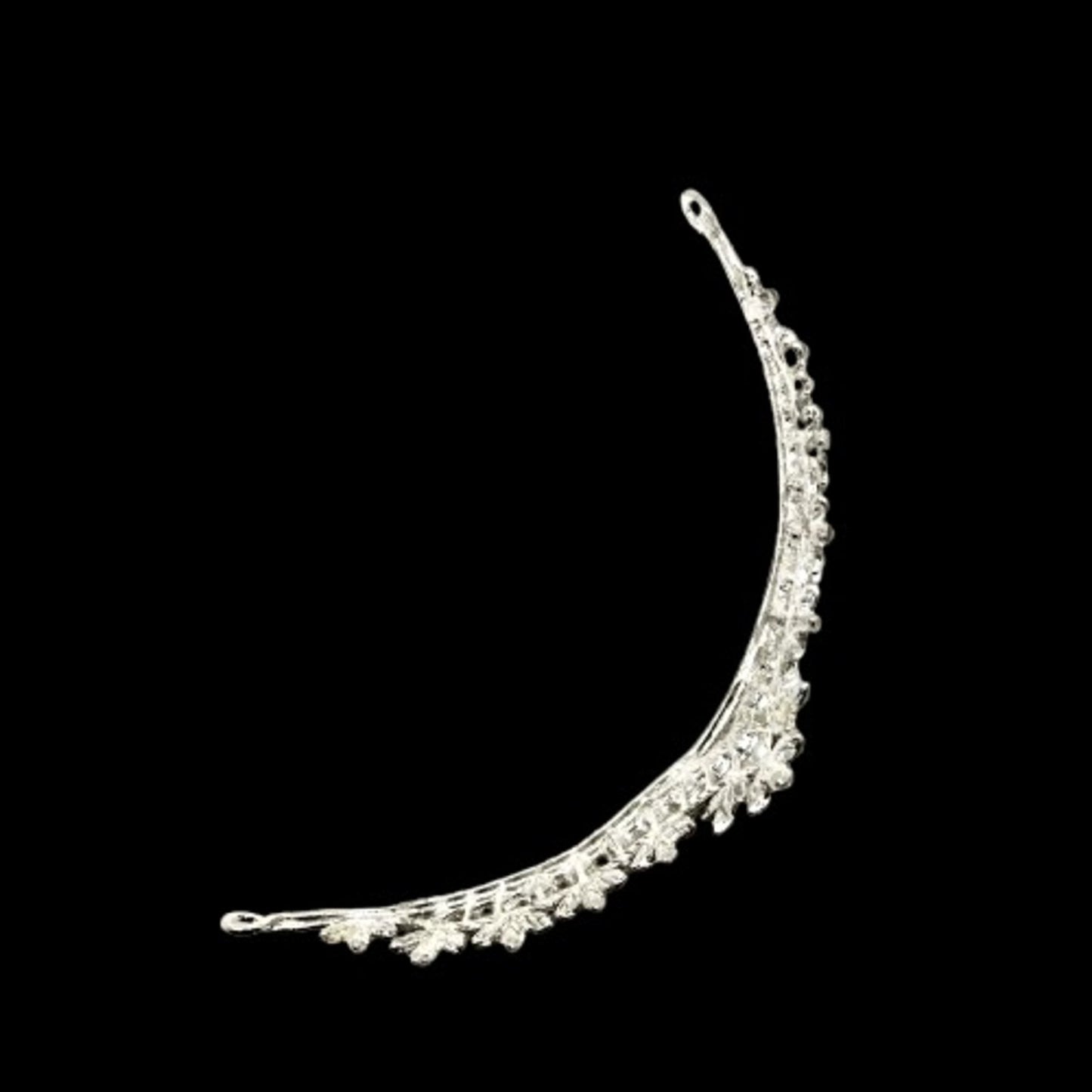 Annie - Silver Crystal and Pearl 3-Piece Bridal Jewelry Set With Half Tiara