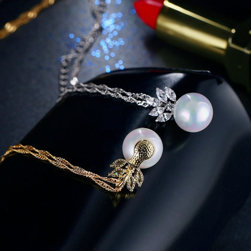 Catherine - Pearl and Cubic Zirconia Jewelry Set - Available in Silver and Gold