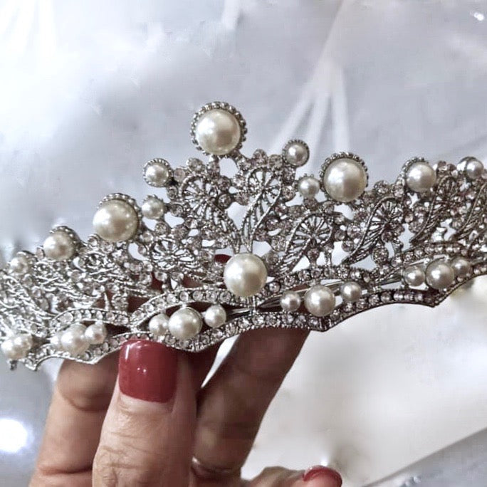 Georgiana - Wedding Pearl and Crystal Tiara